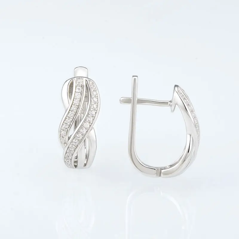 Najtaniej SANTUZZA kolczyki srebrne dla kobiet Pure 925 kolczyki sztyfty ze srebra wysokiej próby srebrno biały CZ серьги женские brincos biżuteria