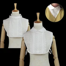 Натуральный хлопок Вышивка Кружево белый воротник дикий полые ложные воротник рубашки детская