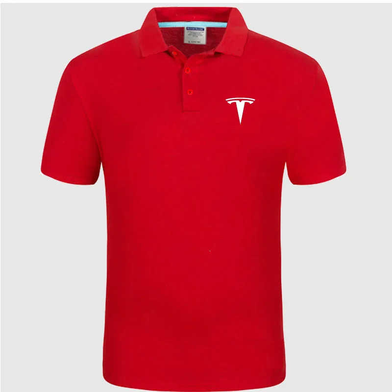 Новая рубашка поло Тесла логотип хлопок рубашка поло короткий рукав высокое количество рубашки поло - Цвет: Красный