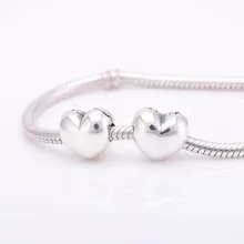 925 Encantos de la Plata Esterlina adapta pulseras Pandora joyería de DIY que hace granos Del Tapón de Clip de corazón para las mujeres
