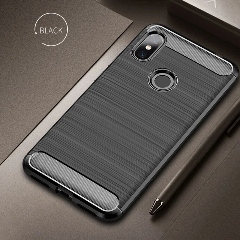 buy For Xiaomi Redmi Note 6 Pro Case Soft Silicone Brushed Carbon Fiber Texture For Xiaomi Redmi Note 6 Case Rugged Armor TPU Cover