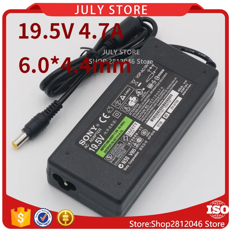 

10PCS for Sony laptop power adapter 19.5V4.7A 90W VGP-AC19 V42 V35 V36 V26 charger DC 6.0x4.4mm