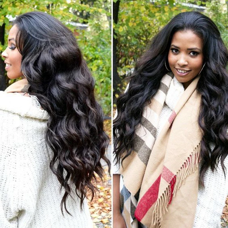 

Hot african american women wig beauty black rosa hair products malaysian body wave synthetic lace front wig for black woman