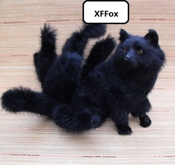 Большая креативная реальная жизнь модель Черной Лисы пластиковая и меховая