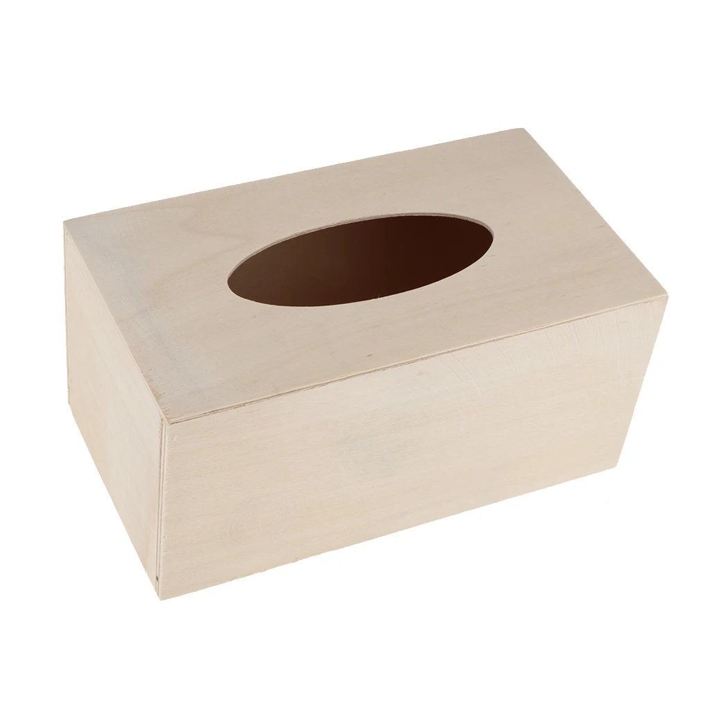 

Unfinished Natural Polymer Clay Wood Tissue Box W/Open Lid for DIY Crafts Home Decor