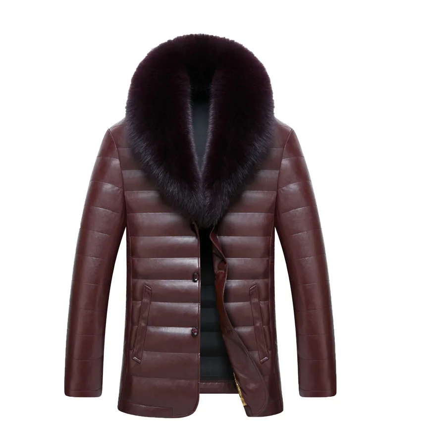 NEW 2017 Winter Top Quality Down Jacket Men Leather Jacket