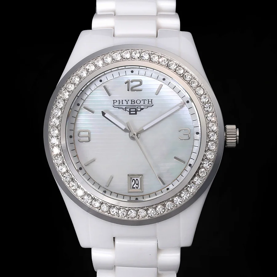 

new women's fashion watch ceramic clock Phyboth PB1426/1472 Japanese quartz movement wrist watch free shipping
