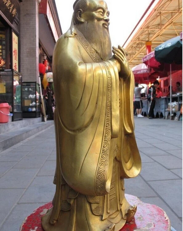 

ZSR 818++++++16 Chinese Classical Brass Copper famous Confucianism Kong Zi Confucius Statue