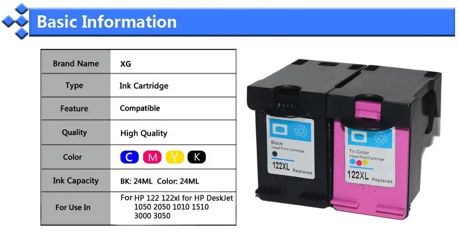 1 компл. 2000 122XL Восстановленные картриджи для hp 2050 1000 122 DeskJet XL совместимый