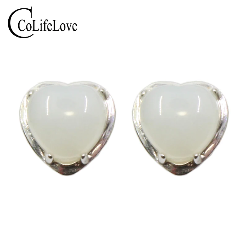 Us 15 6 35 Off Colife Jewelry 925 Silver White Jade Stud Earrings 6mm Heart Shape Natural Sterling In Us 15 6 35 Off Colife Jewelry 925 Silver White Jade Stud Earrings 6mm Heart Shape Natural Sterling In