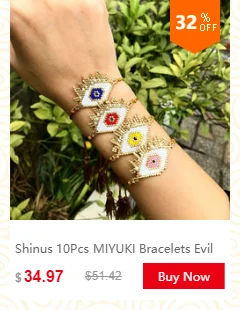 Браслет Shinus Miyuki, женские браслеты со сглаза, 5 шт./партия, Fatima Hand Pulsera Mujer,, бисер, ручная работа, ювелирные изделия Хамса
