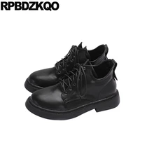 Женская обувь на меху; женская обувь на плоской подошве; Цвет Черный; обувь на шнуровке; Сезон Зима; коллекция года; китайские дизайнерские туфли-оксфорды; китайская обувь с круглым носком в британском стиле