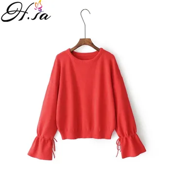 

HSA 2018 Winter New Women Christmas Sweater and Pullovers Flare Sleeve Loose Jumpers Pull Femme Korean Knit Tops pull femme
