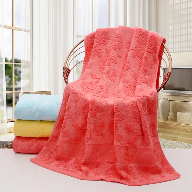 

Simanfei New 350g Genuine High Quality 100%Bamboo Fiber 70cm*140cm Rose Pattern Series Bath Towel