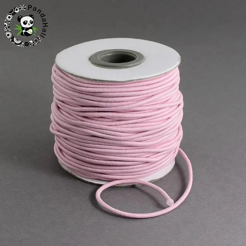 Pink 40m 2 мм круглый эластичный Cord Jewelry findings для браслет серьги ожерелье, подходят для изготовления ювелирных изделий, сделай сам, черный/красный/синий/желтый - Цвет: Pink 40m