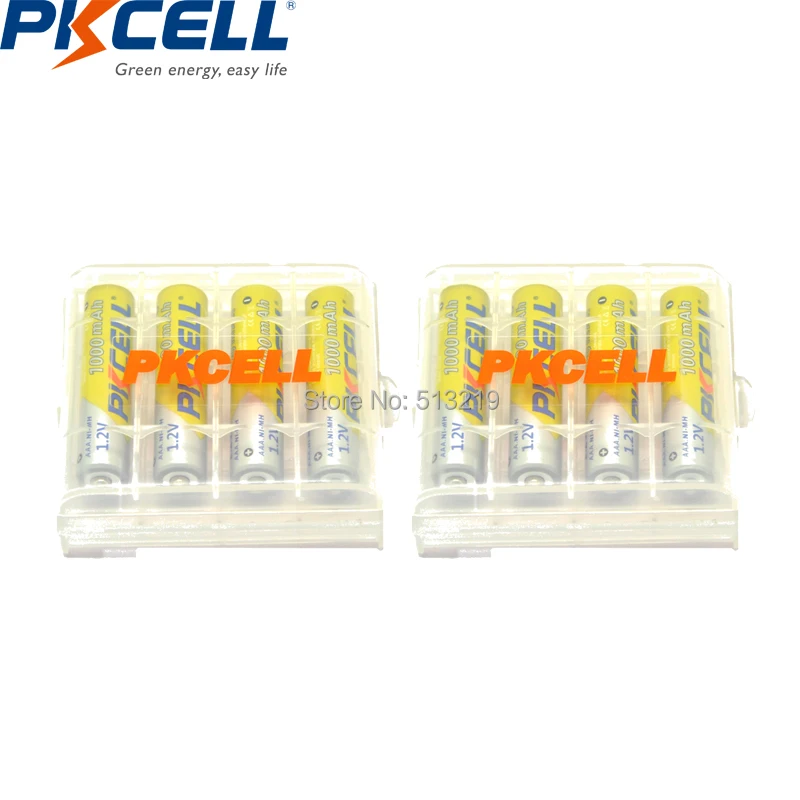 8 шт. батареи PKCELL AAA 3A 1000 мАч 1,2 в Ni-MH AAA перезаряжаемые батареи и 2 шт. AAA/AA батареи держатель коробка для игрушек фонарик