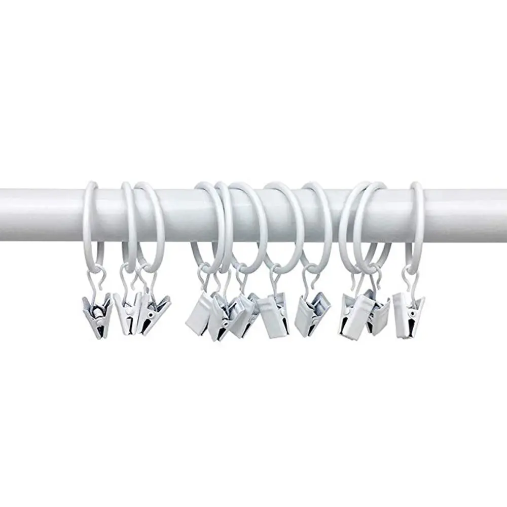 Home Decoration 36 Pcs/Pack Creative White Shower Curtain Rings Clamps Drapery Clips Bath Curtain Rod Clips Window