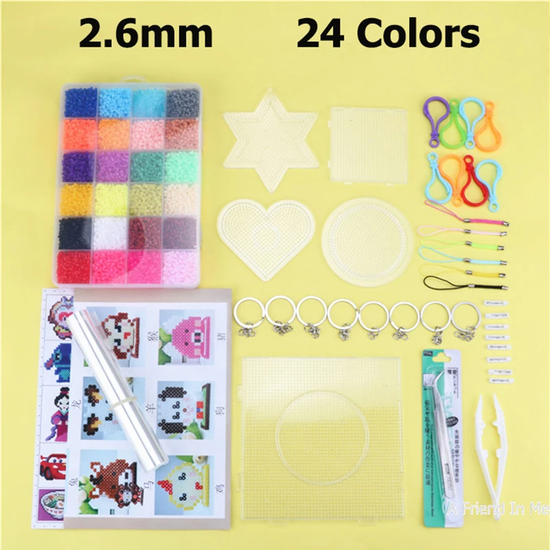 

24 Colors 13000pcs 2.6mm EVA Hama Beads Set Toy Mini DIY Perler Beads Pegboard Tools Sets Educational Toys For Children