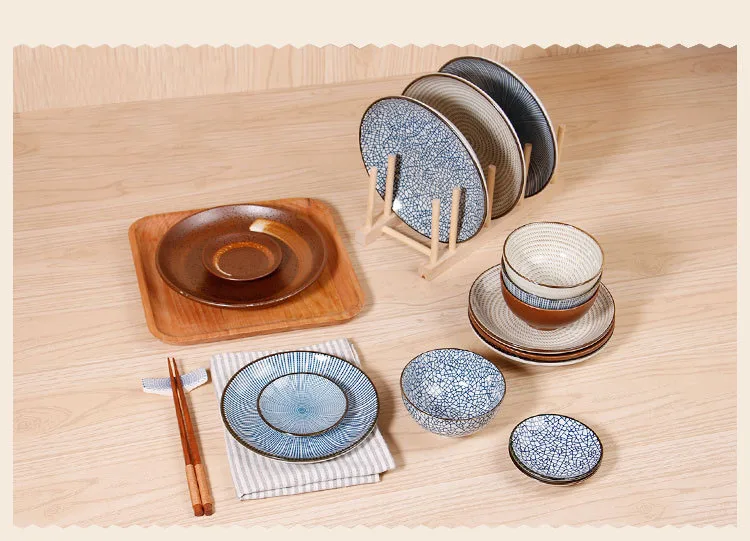 Японский традиционный стиль керамическая посуда, обеденные тарелки фарфоровые блюда Тарелка блюдо для суши рисовая Noddle столовая посуда