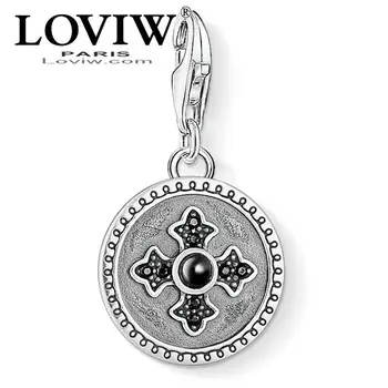 

Charm Pendant Black Cross Disc thomas sabor Summer Fashion Jewelry Vintage silver-plate Gift For Women Men Fit Bracelet