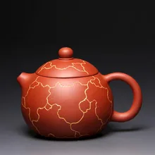 230 мл Исин фиолетовый глина Чай горшок сырой руды золотая линия xishi Zisha горшок дома Книги по искусству Посуда для напитков Чёрный чай Tieguanyin Чайник подарки на день рождения