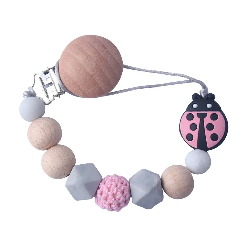 Silicone beads Baby Teethers Animal Pacifier Clips Chain Baby Pendant Teething Toys Chew Beads natural wood teether Nursing Toys (10)