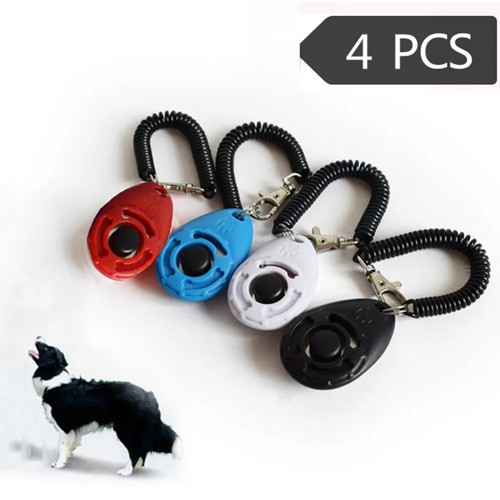 

Newest 4 Piece New Dog Pet Click Clicker Training Trainer Aid Wrist Strap Pet Trainning Tool C7731
