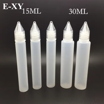 

E-XY e cigs pen style bottles long slim 15ml 30ml pet Dropper Bottles Child Proof Bottle caps for e-liquid VAPE