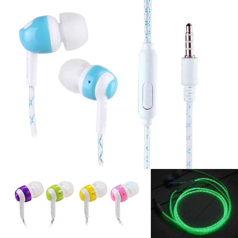 High quality Glow In The Dark Earphones Luminous Neon Headset Flash