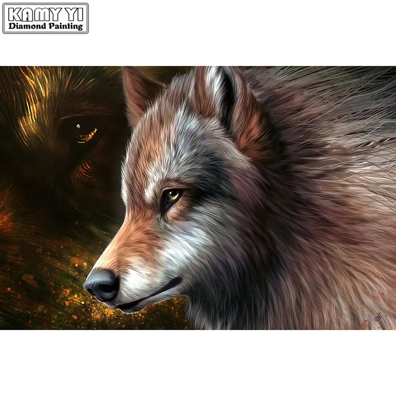100% Full 5D Diy Daimond Painting Cross stitch Wolf 3D Diamond Rhinestones Paintings Embroidery Gifts | Дом и сад