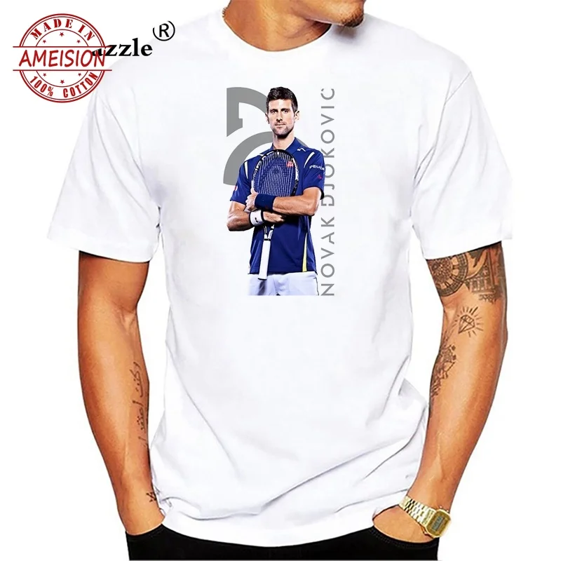 

mens t shirts fashion Novak Djokovic Logo Fashion Print Men Tee Shirt Serbia Wholesale tshirt graphic tees men black t shirt