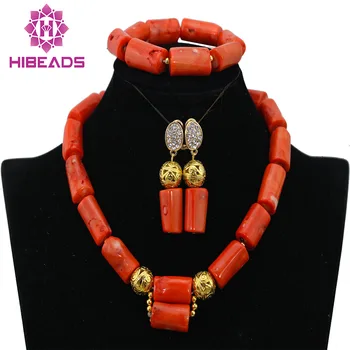 

Latest African Coral Beads Jewelry Set Indian Nigerian Wedding Beads Bridal Necklace Jewelry Set Wholesale Free Shipping CJ561