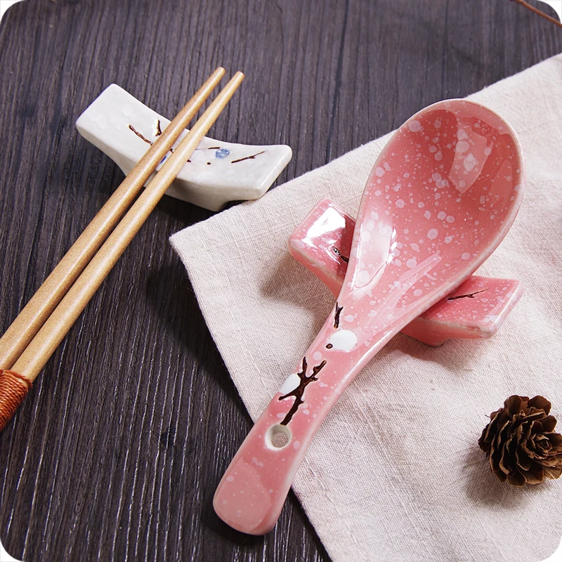 Plum Blossom Ceramic Snowflake Chopsticks Holder Kitchen Rest Pillow Best Gift