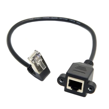 

Chenyang 90 Degree Up Angled STP UTP Cat 5e Male to Female Panel Mount Ethernet Network Extension Cable 30cm
