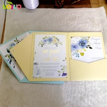 Трехслойная лазерная резка приглашения карты, пользовательские печатные свадебные пригласительные открытки с печатью, с печатным цветочным конвертом