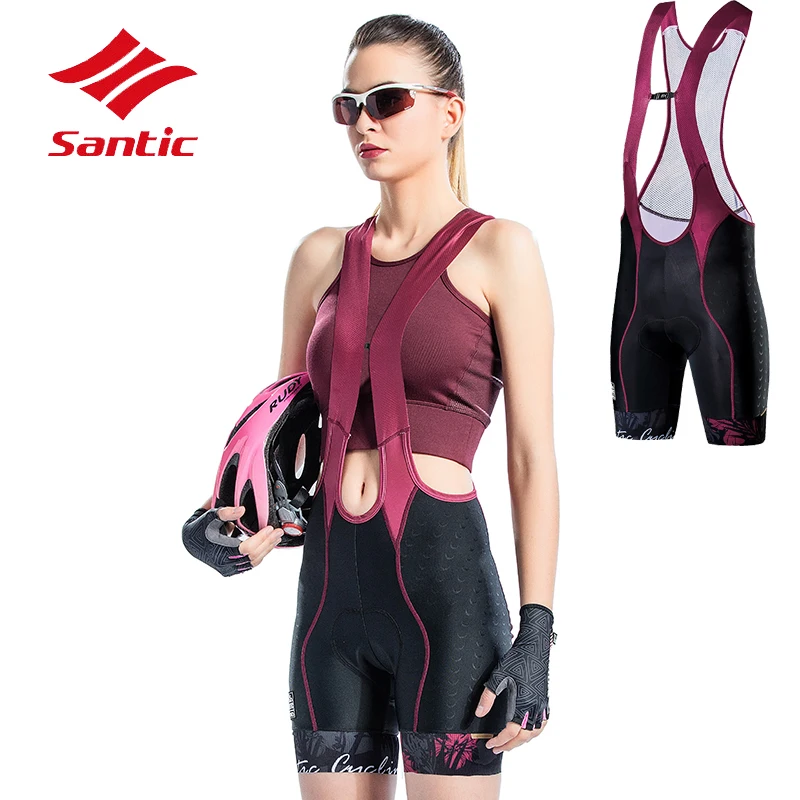 Santic Women Professional Cycling Spring Summer Bike Cycling Bib Shorts Straps Pro 4D Padding Cycling Bike Breathable Clothing