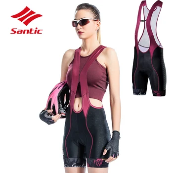 

Santic Women Professional Cycling Spring Summer Bike Cycling Bib Shorts Straps Pro 4D Padding Cycling Bike Breathable Clothing