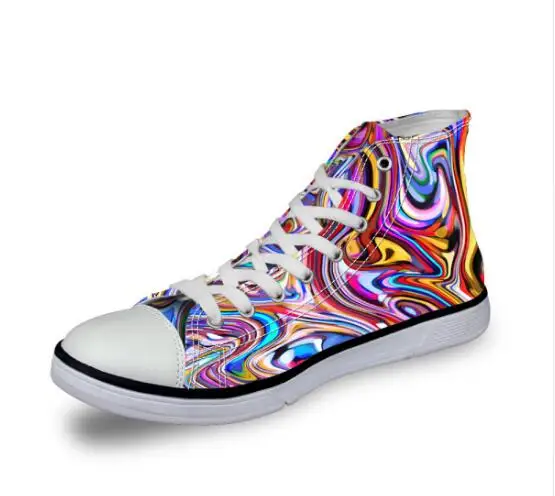 FORUDESIGNS/Повседневная Женская парусиновая обувь; разноцветная обувь на плоской подошве для девочек-подростков; женская повседневная обувь с высоким берцем; chaussure femme - Цвет: HE0013AK