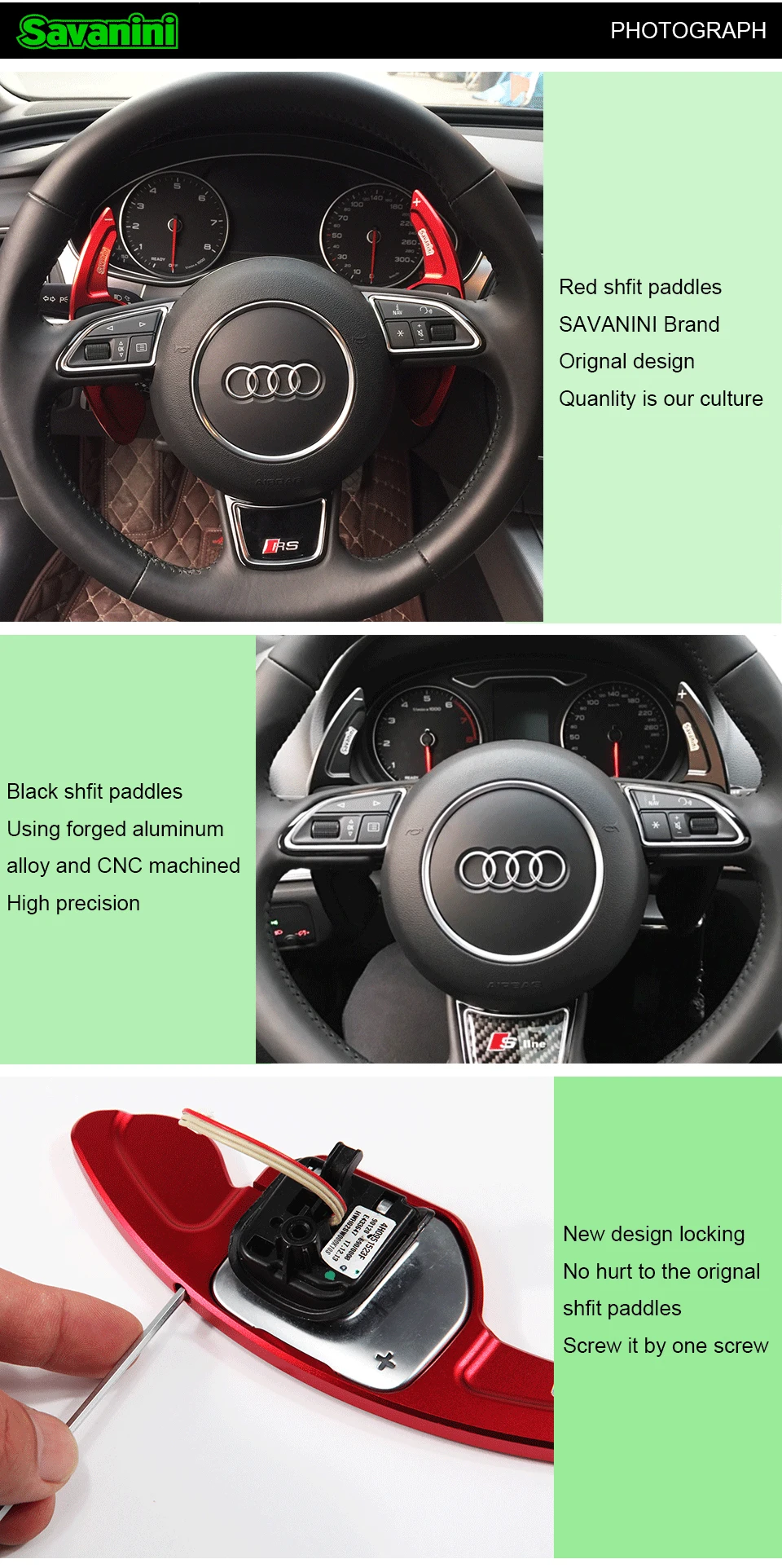 Savanini Алюминиевый автомобиль рулевое колесо сдвиг весло переключения передач расширение для Audi A3/A4L/A5/Q3/Q5/TT/S3/R8 стайлинга автомобилей
