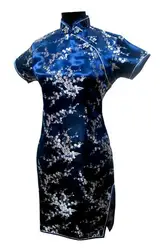 Темно-синие классический китайский Для женщин полиэстер Qipao жаккард Cheongsam вечернее платье versize размеры s m l xl XXL, XXXL 4XL 5XL 6XL L01-I