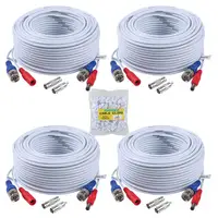 ANNKE 4 pcs Packed White/Black color 30M /100 Feet BNC DC Plug Video Power Cable CCTV Camera DVR Security Surveillance System 2