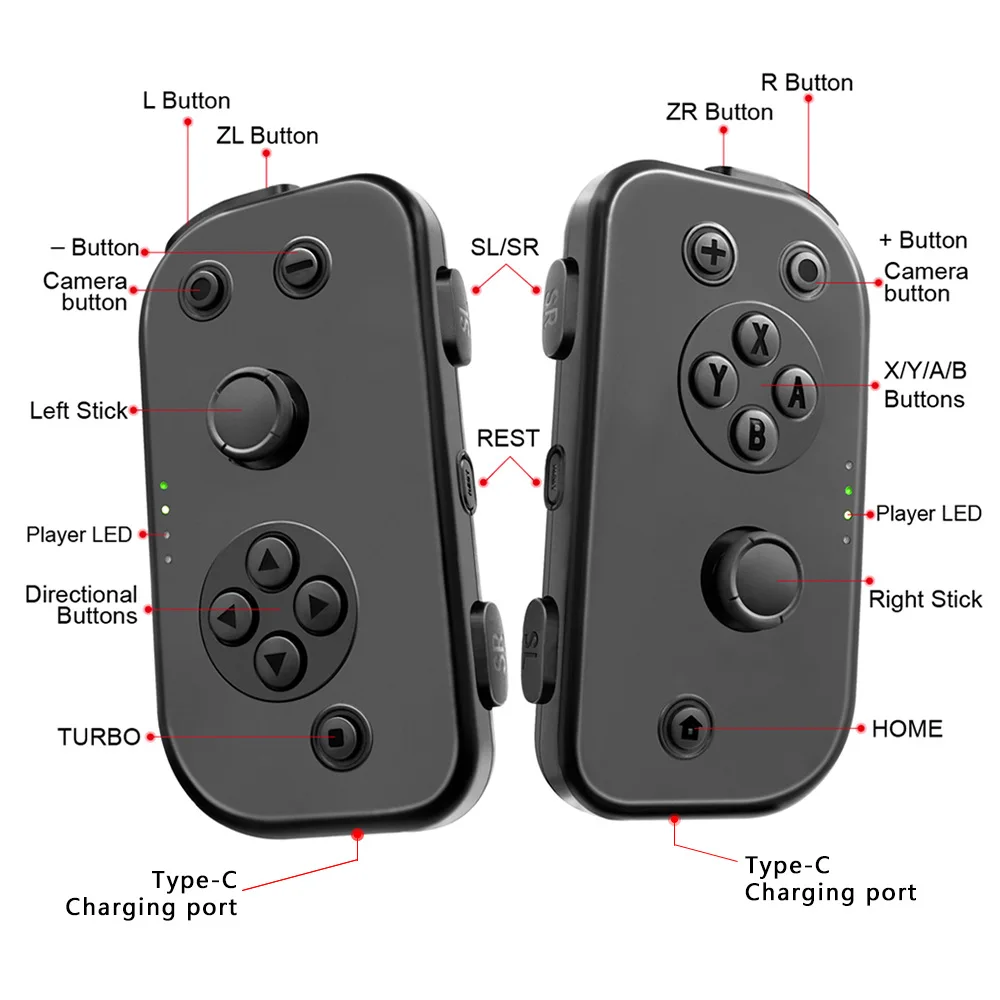 Беспроводной Bluetooth 400 мАч левый и правый игровой контроллер Joy-Con Joypad геймпад для пульта переключателя kingd NS с кабелем type C