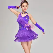 Платья для латинских танцев для девочек, Одежда для танцев ча-ча/Румба/Самба/бальных танцев/Танго, детский танцевальный костюм, танцевальная одежда с кисточками