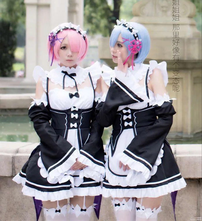 

N Anime Re:zero Kara Hajimeru Isekai Seikatsu Life In A Different World Re Zero Cosplay Ram Rem Maid Apron Dress Cosplay Costume