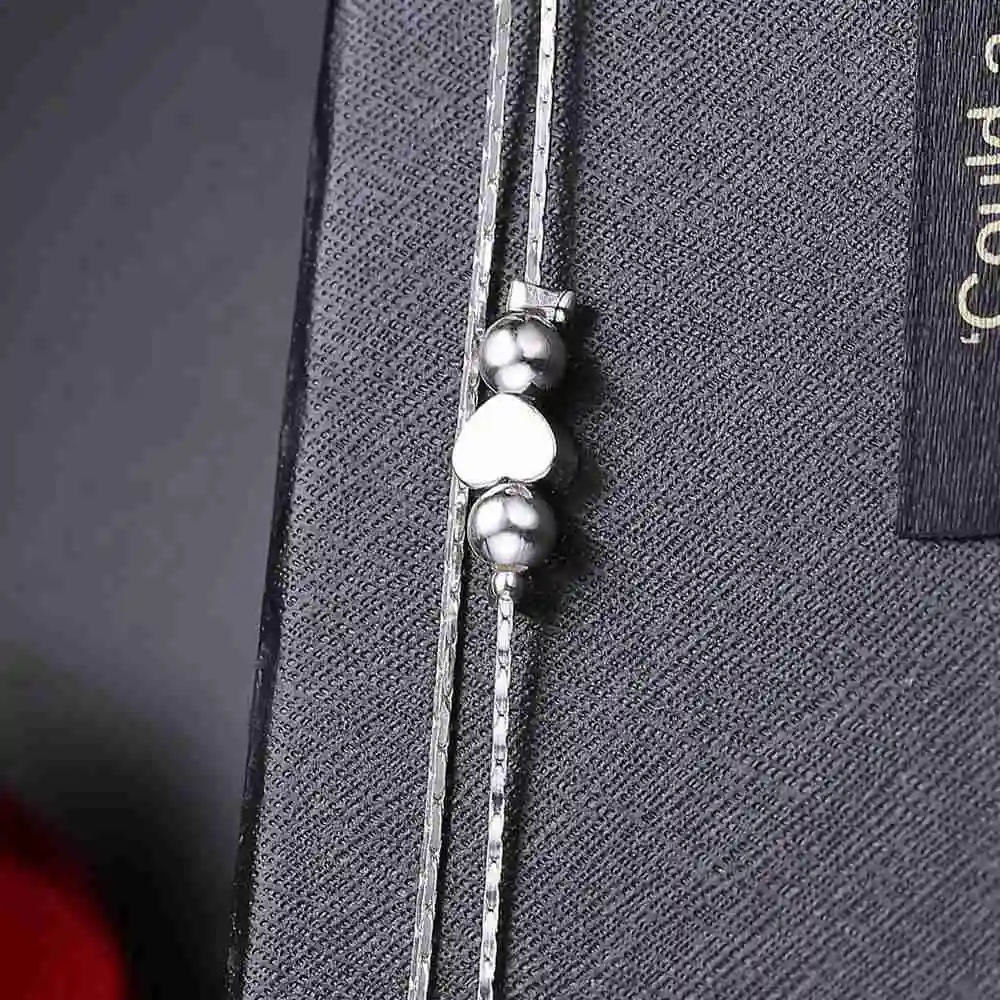 Элегантное простое любовное сердечко 925 пробы Серебряный браслет для женщин девушек вечерние ювелирные изделия Аксессуары цена