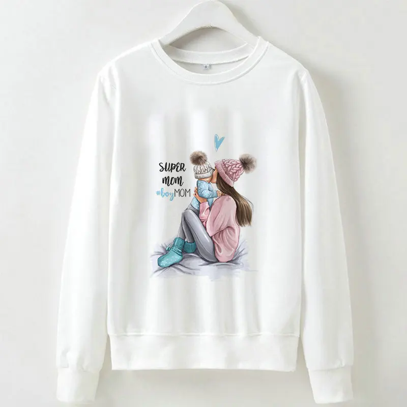 Зима Sudaderas Повседневный Vogue Super Mom Kawaii графический пуловер Топы с длинным рукавом Женская толстовка с капюшоном Женское пальто - Цвет: 1785