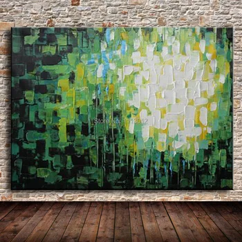 

Large 3D Handpainted Abstract Modern Wall Art Picture Green Palette Knife Oil Painting On Canvas Home Decoration For Living Room