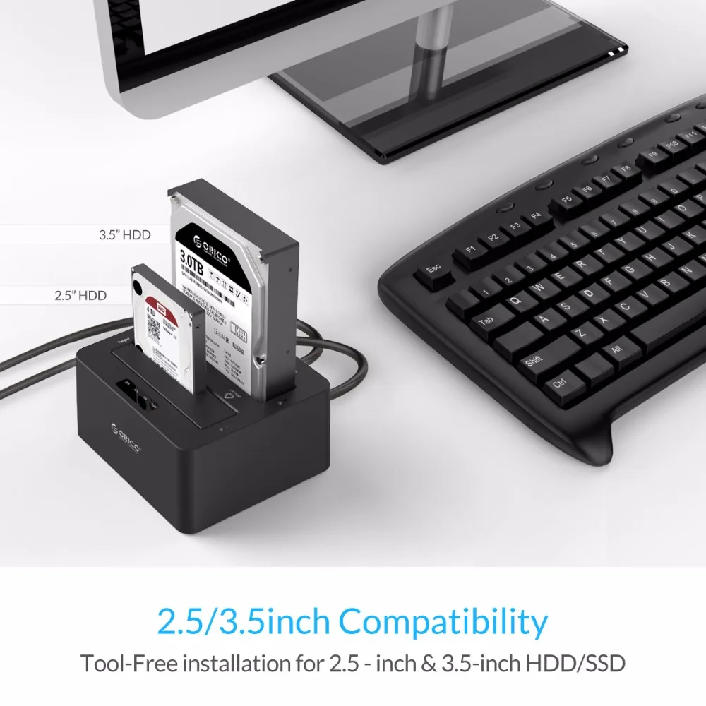 HDD docking station SATA to USB 3.0 2 bay for 2.5/3.5 inch HDD SSD with offline clone