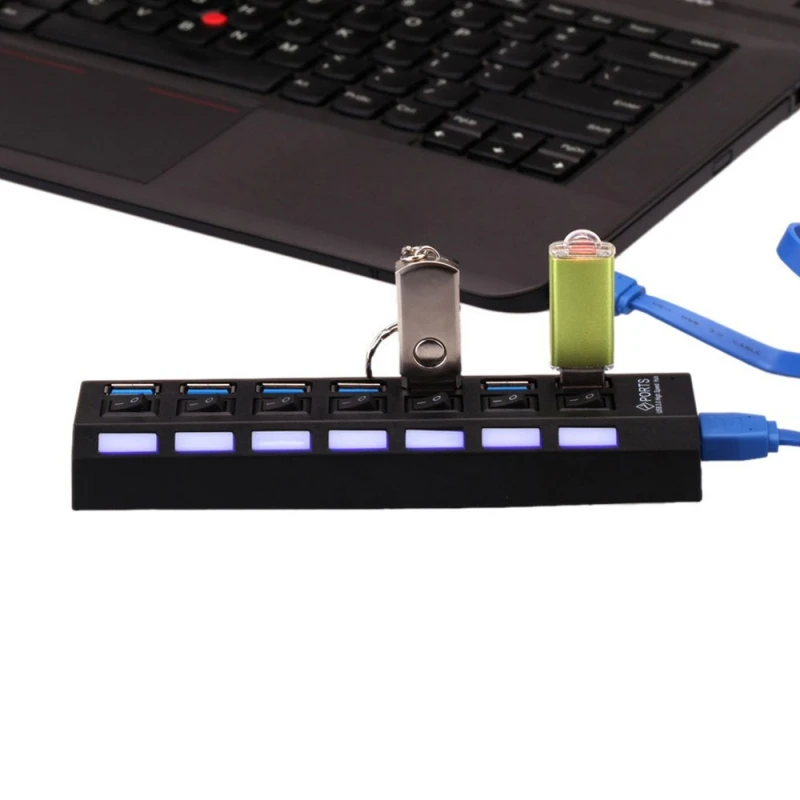 7 портовый 5G Мбит/с высокоскоростной концентратор USB 3 0 с независимым