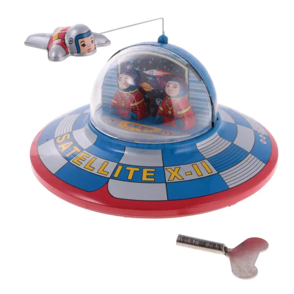 

Vintage Space Ship Model Clockwork Wind Up Tin Toy Collectables for Kids/Adult Gift
